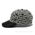 Leather Brim Jacquard Baseball Cap